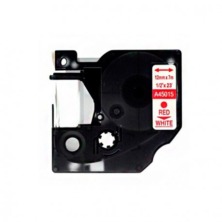 CINTA COMPATIBLE DYMO D1 45015 ROJO/BLANCO S0720550 12mm X 7m.
