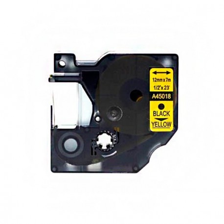 CINTA COMPATIBLE DYMO D1 45018 NEGRO/AMARILLO S0720580 12mm X 7m.