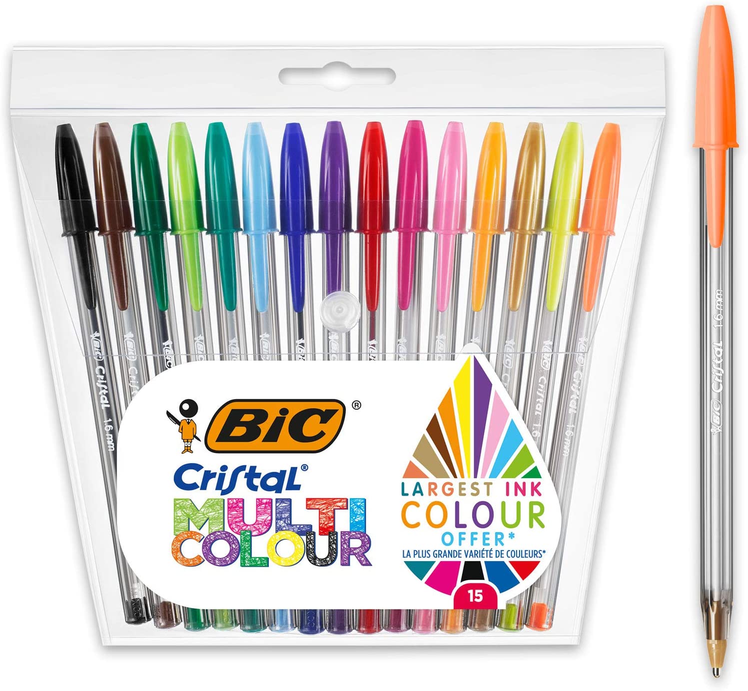 BLISTER 15 BOLIGRAFOS BIC CRISTAL MULTICOLOUR