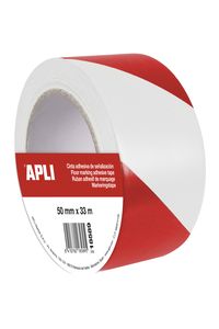 CINTA ADHESIVA SEÑALIZACION PREMIUM BLANCA Y ROJA 50X33 APLI