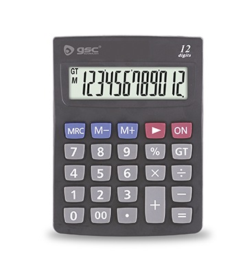 CALCULADORA GSC ESTANDAR 12 DIGITOS A PILAS