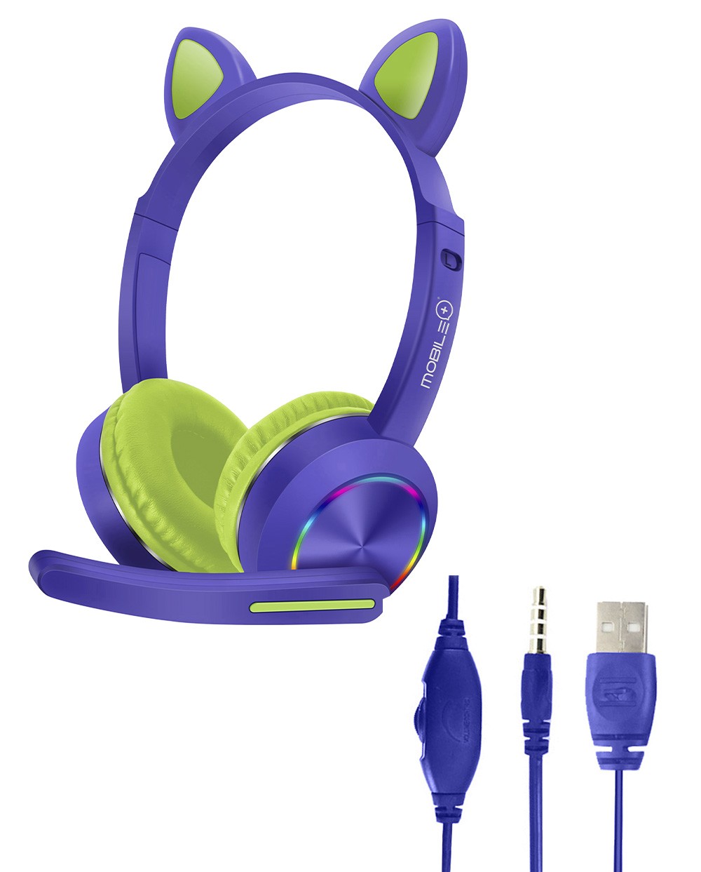 AURICULARES GAMING MOBILE+ CAT EARS MORADOS CON MICROFONO Y CONTROL DE VOLUMEN