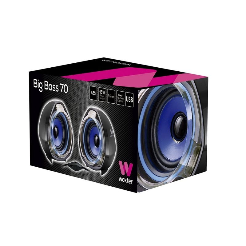 ALTAVOCES USB WOXTER 2.0 BIG BASS 70 AZULES 15W