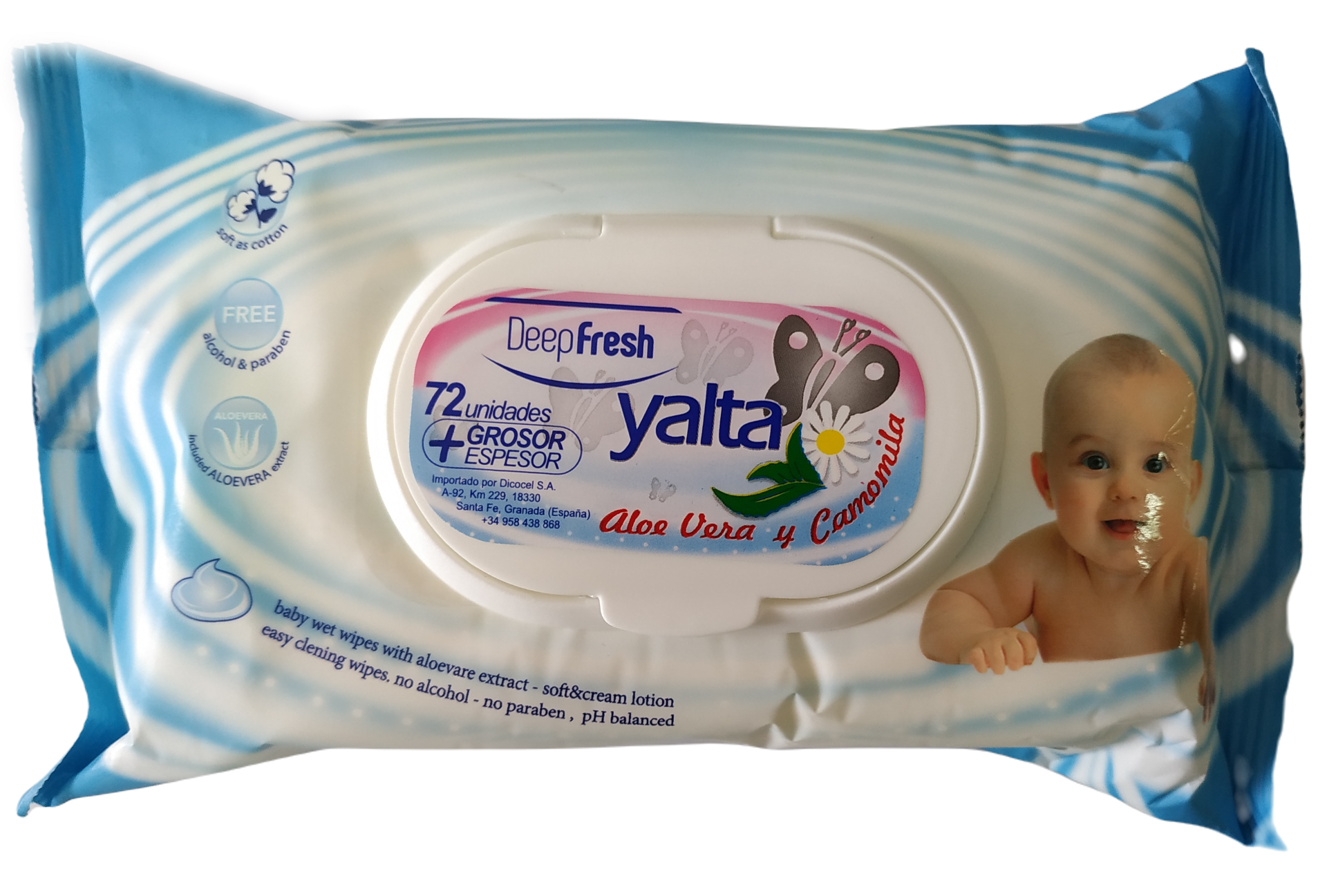 TOALLITAS HUMEDAS YALTA DEEP FRESH ALOE VERA Y CAMOMILA 72 UNIDADES