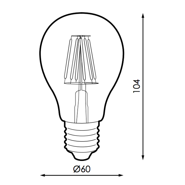 BOMBILLA BM LED FILAMENTO E27 A60 4W AMBAR LUZ CALIDA 2000K-2500K 350 LUMENES