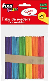 PALOS MADERA FINOS COLORES 11,4 CM  50 UNDS.