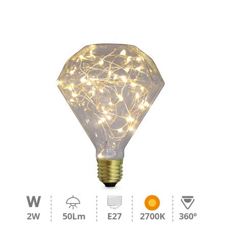 BOMBILLA BM LED DIAMOND STARLIGHT E27 2W LUZ CALIDA 3000K 50 LUMENES