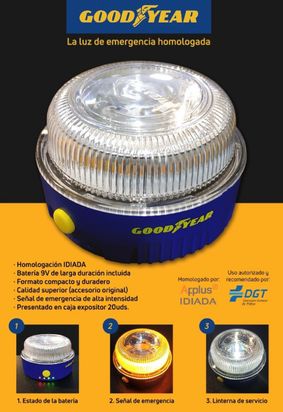 LUZ DE EMERGENCIA HOMOLOGADA SAFETY LIGHT GOODYEAR V16