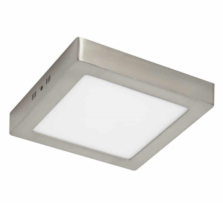 PLAFON BM LED CUADRADO 18W MARCO PLATA LUZ BLANCA 6000K-6500K 1440 LUMENES