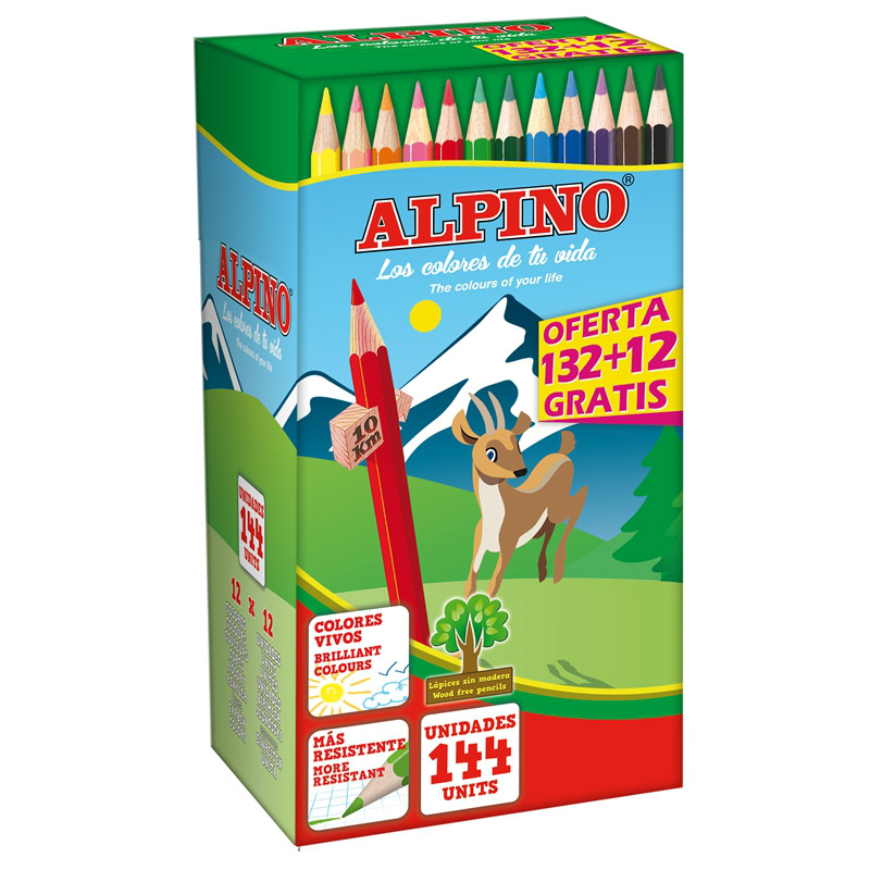 CAJA 144 LAPICES COLORES ALPINO