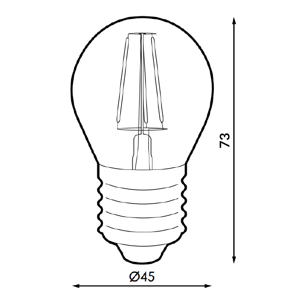 BOMBILLA BM LED FILAMENTO E27 G45 4W AMBAR LUZ CALIDA 2000K-2500K 350 LUMENES