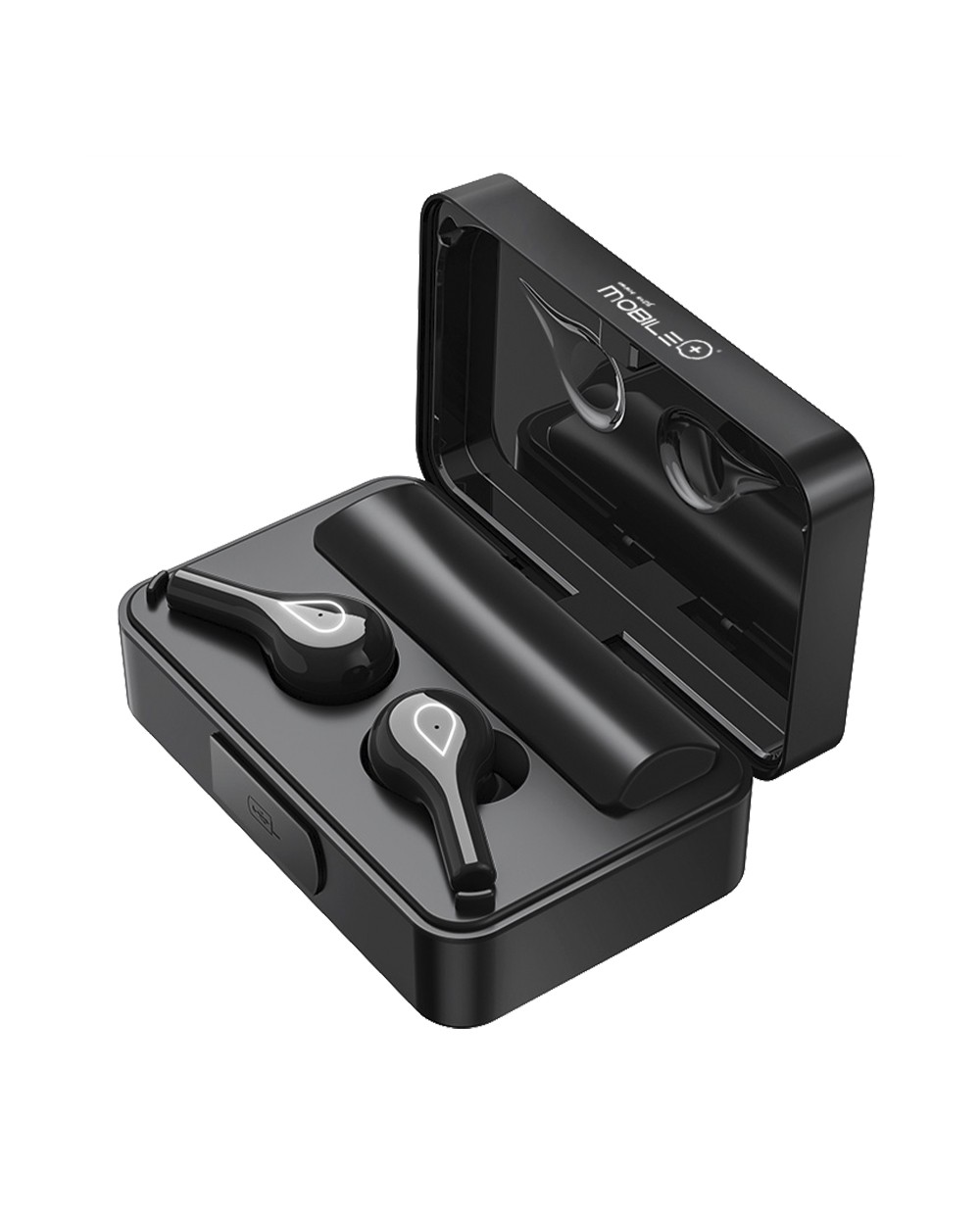 AURICULARES INALAMBRICOS MOBILE+ NEGROS CON ESTUCHE DIGITAL - BATERIA 1200mAh