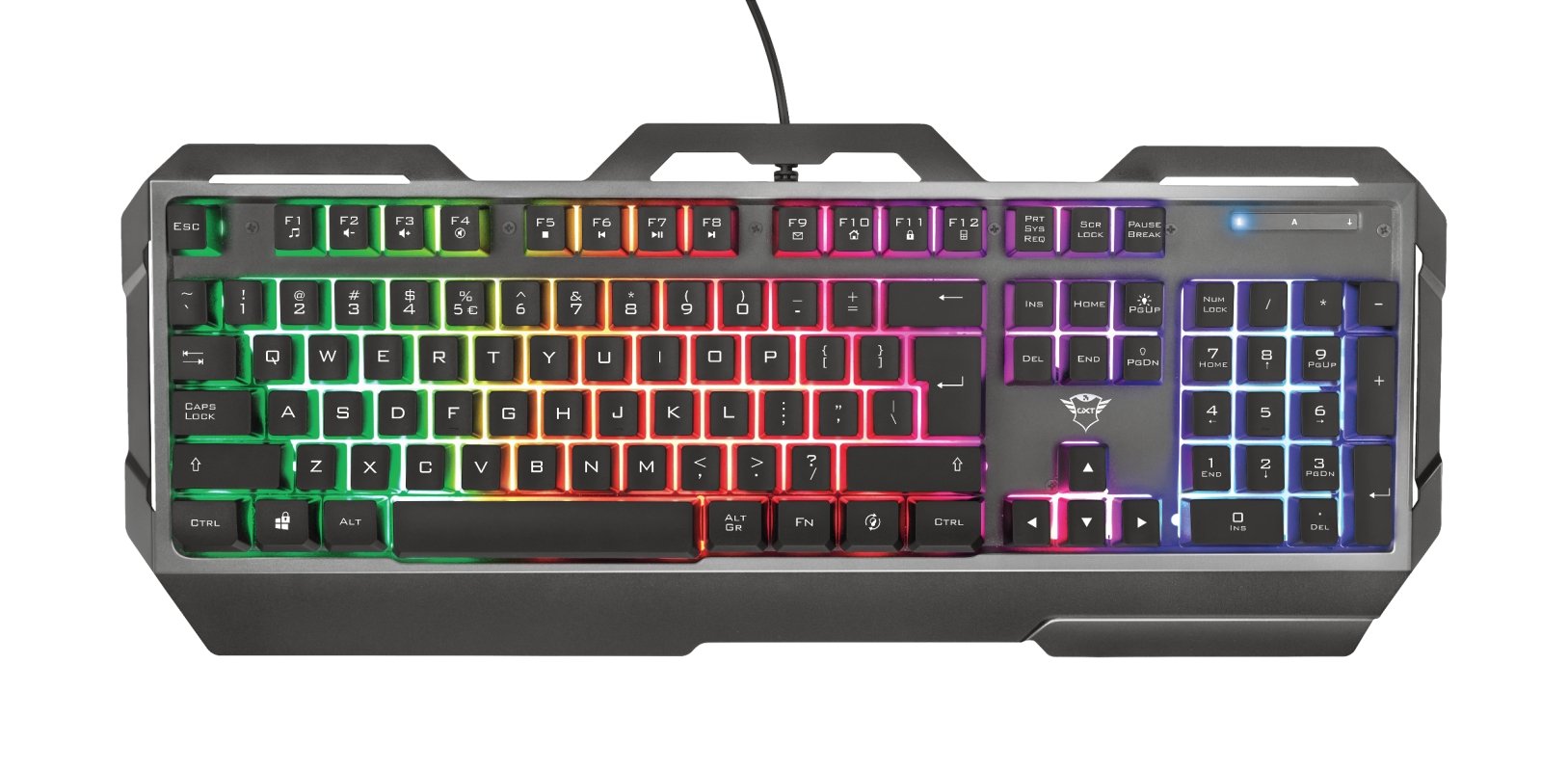 TECLADO TRUST GAMING GXT 856 - USB - 12 TECLAS MULTIMEDIA - ILUMINACION LED - PLACA METALI