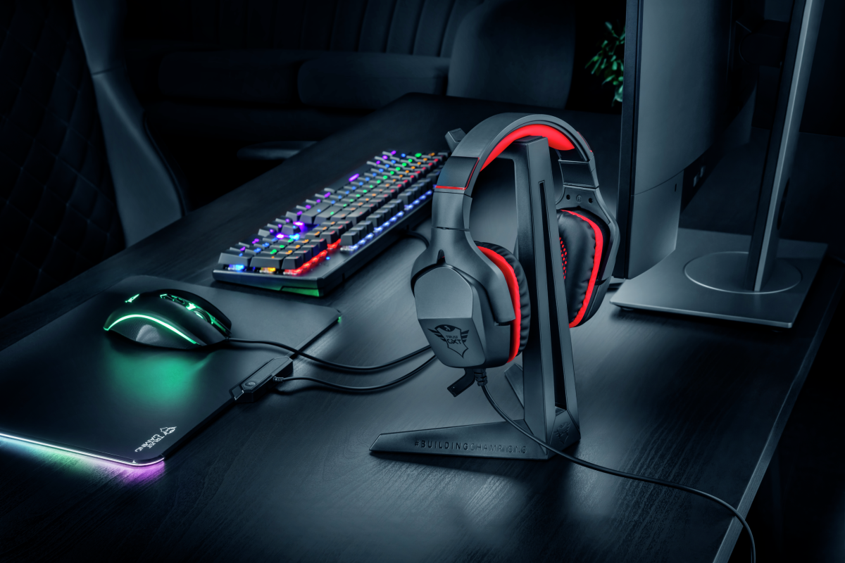 SOPORTE UNIVERSAL PARA AURICULARES TRUST GAMING GXT 260 CENDOR NEGRO - EVITA DEFORMACIONES