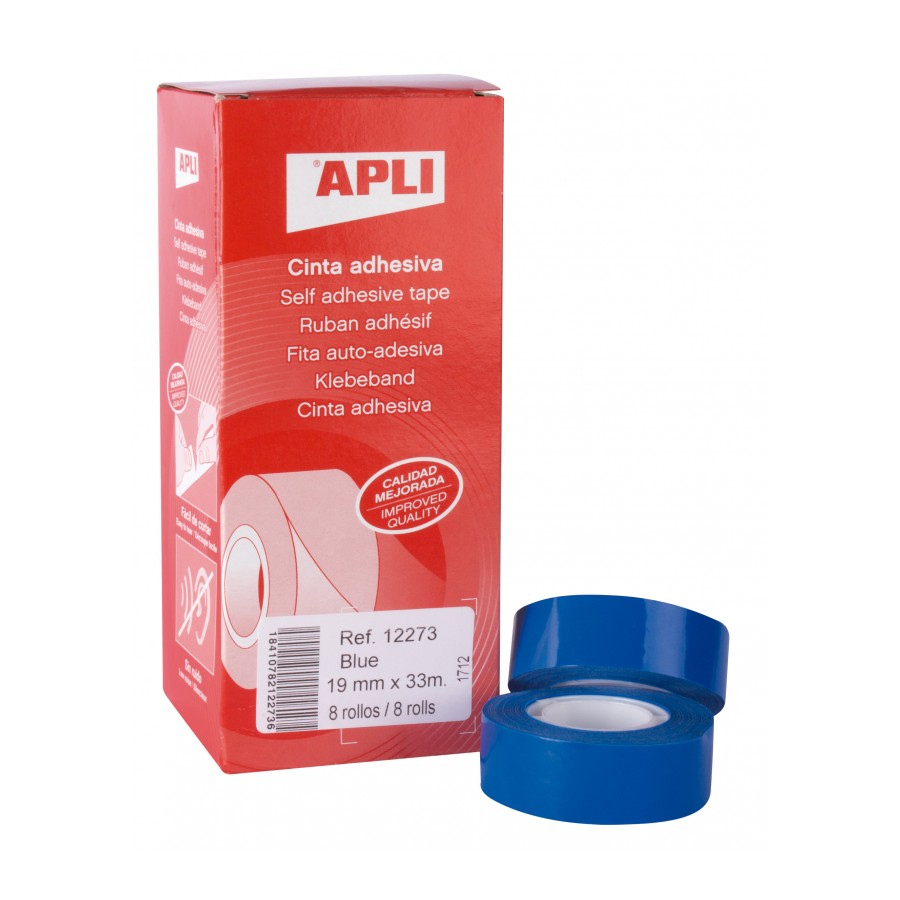CINTA ADHESIVA COLOR AZUL 19 mm X 33 m APLI