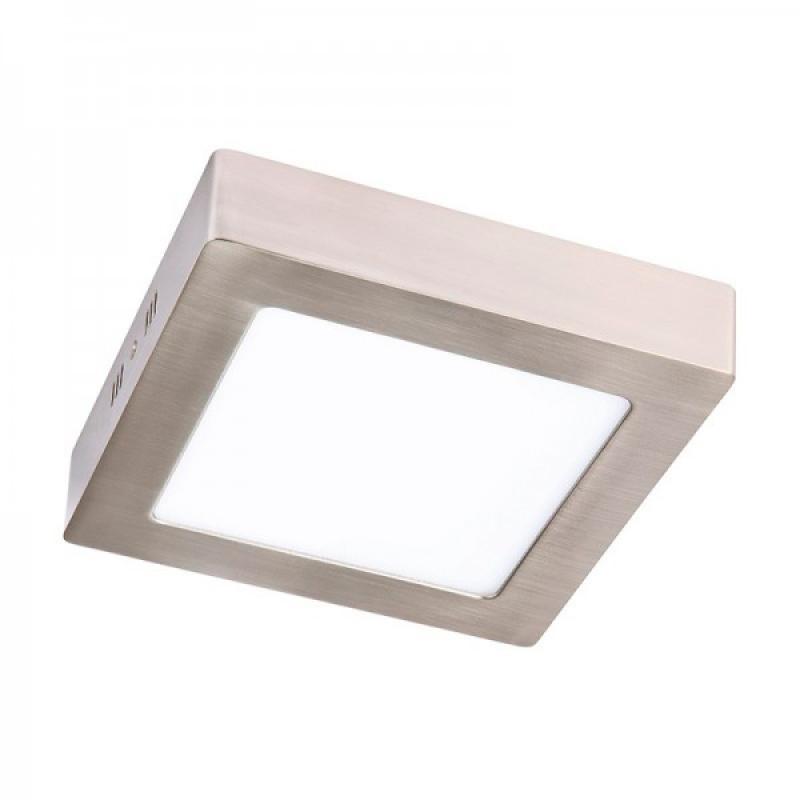 PLAFON BM LED CUADRADO 12W MARCO PLATA LUZ NEUTRA 4000K-4500K 1160 LUMENES