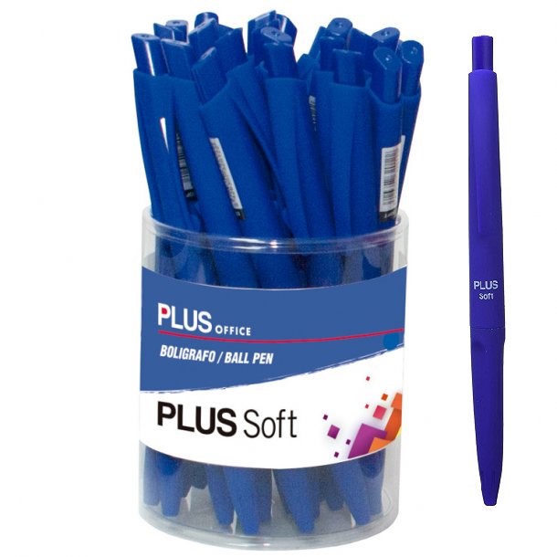 BOLIGRAFO RETRACTIL PLUS OFFICE SOFT TACTO GOMA AZUL