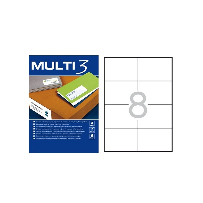 ETIQUETAS ADHESIVAS MULTI3 105x74 mm - PAQUETE DE 100 HOJAS