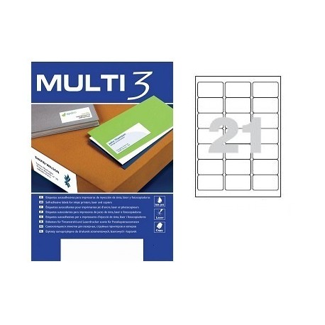 ETIQUETAS ADHESIVAS MULTI3 63,5x38,1mm - PAQUETE DE 100 HOJAS