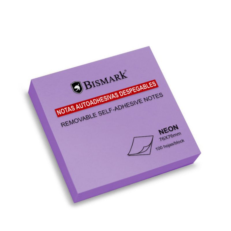 NOTAS AUTOADHESIVAS DESPEGABLES 76X76 MORADO NEÓN BISMARK