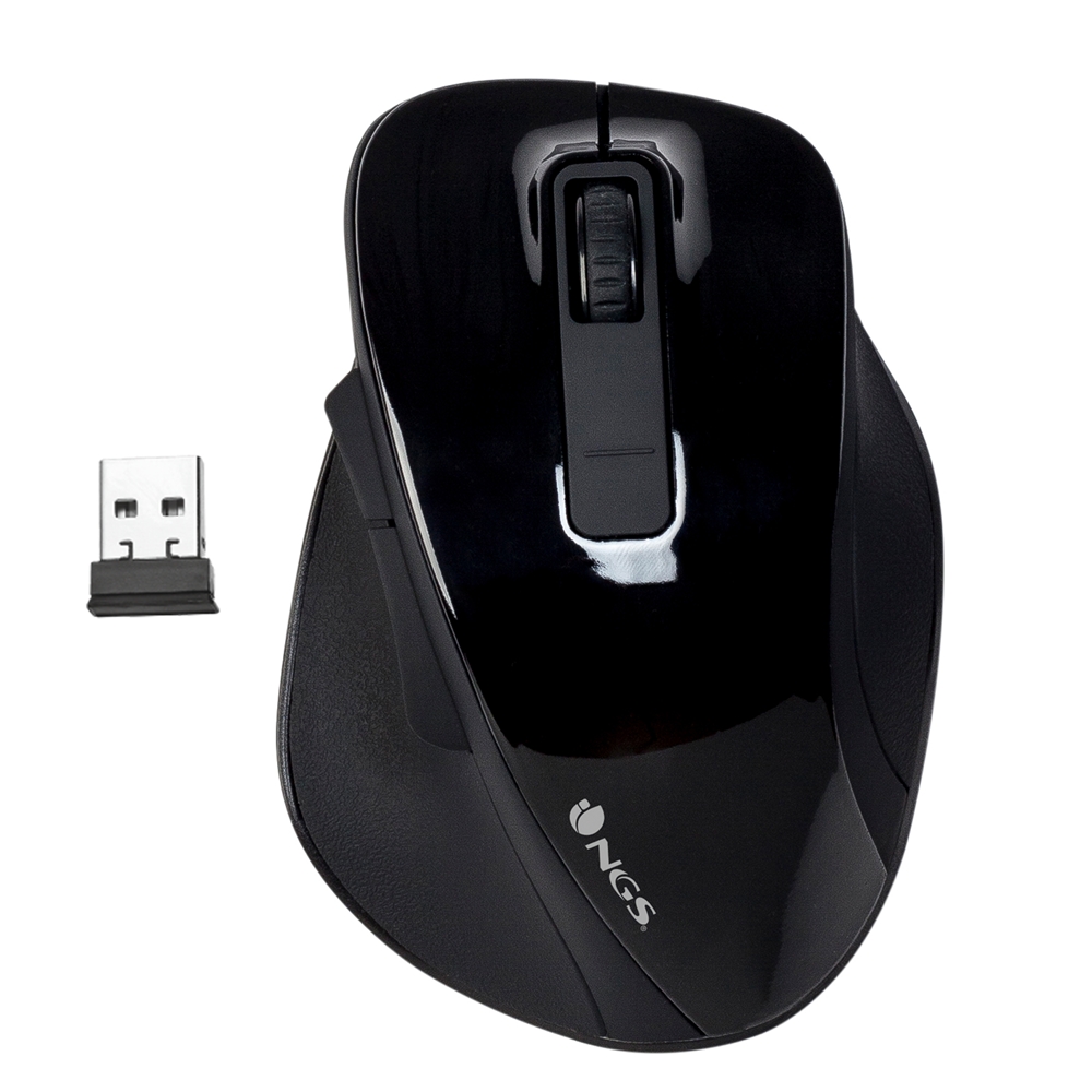 RATON INALAMBRICO NGS BOW NEGRO - 4 BOTONES - USB 1600DPI - USO DIESTRO