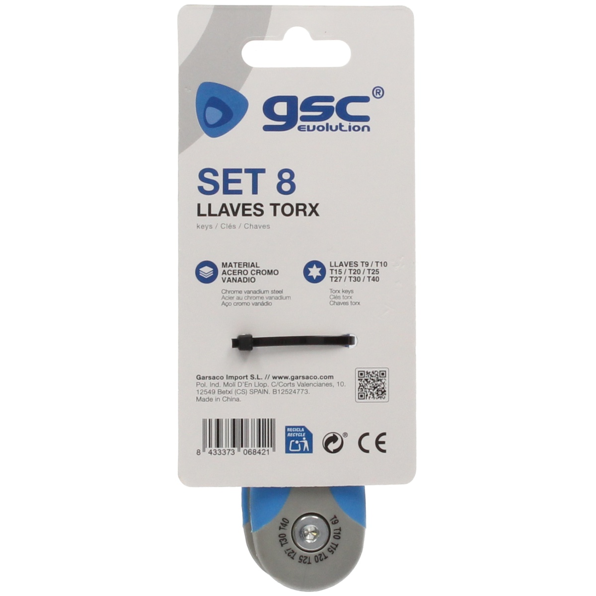 SET 8 LLAVES TORX DE T9 A T40 GSC EVOLUTION