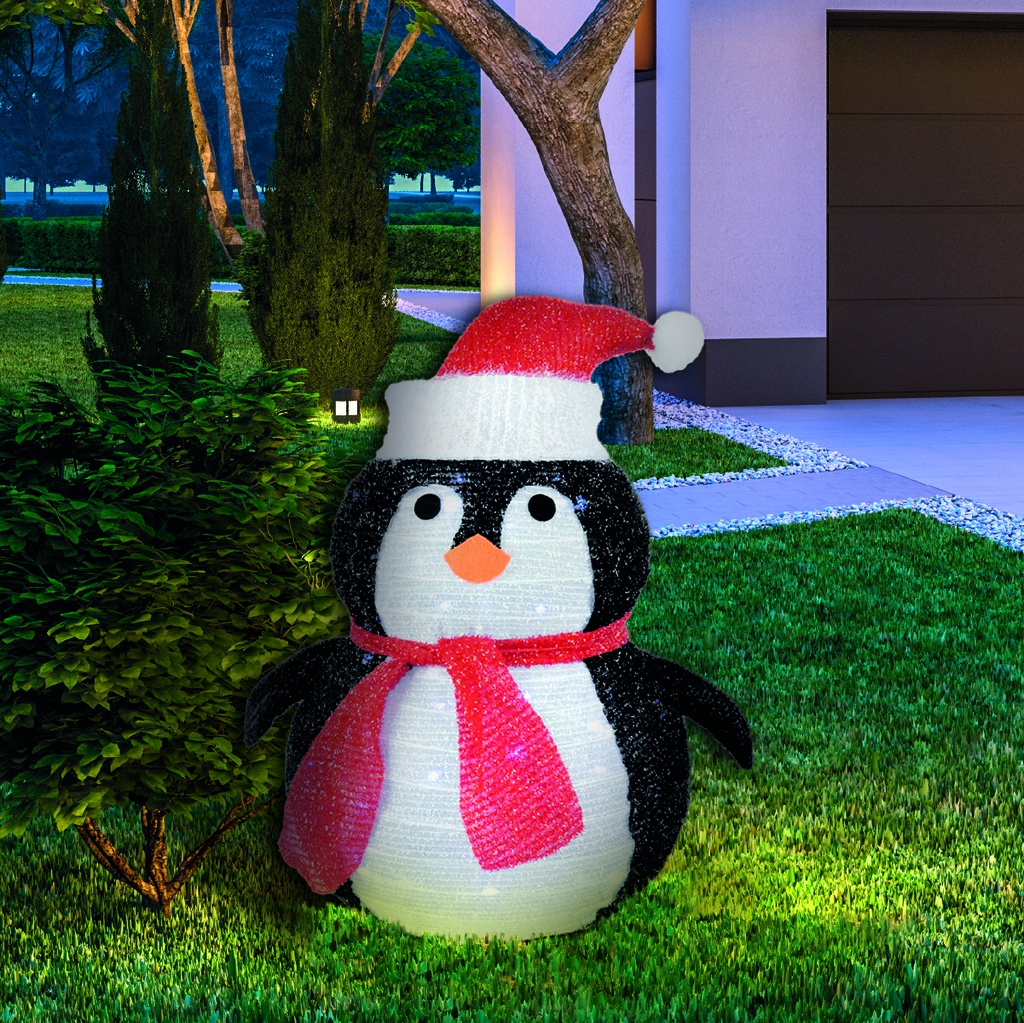 PINGÜINO PLEGABLE LED GSC 60cm - LUZ FRIA - 8 FUNCIONES - FUNCIONA A PILAS