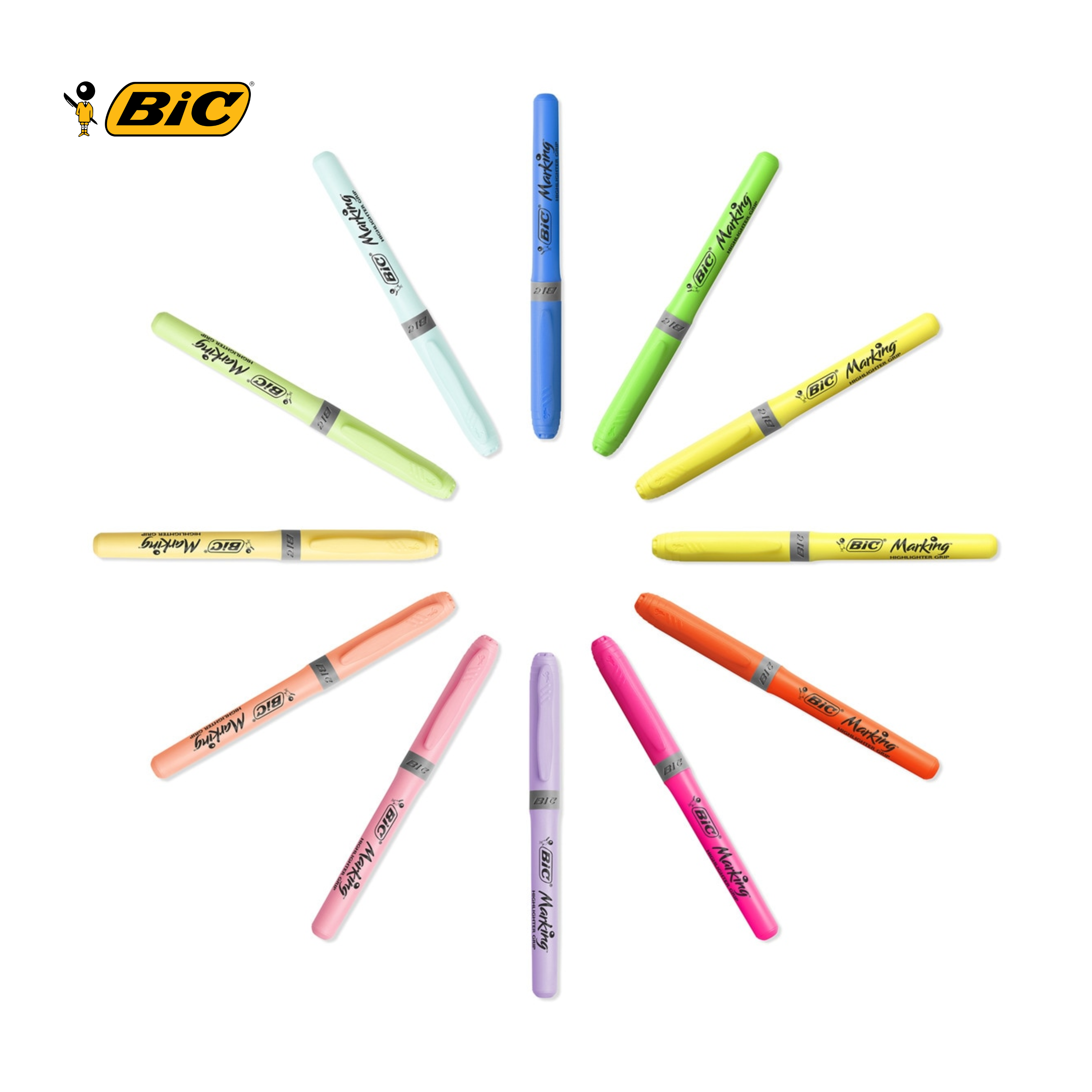 ESTUCHE 12 ROTULADORES FLUORESCENTES Y PASTELES BIC HIGHLIGHTER GRIP COLLECTION