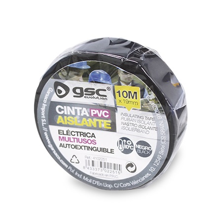 CINTA AISLANTE ELÉCTRICA PVC GSC NEGRA 19mm X 10 metros