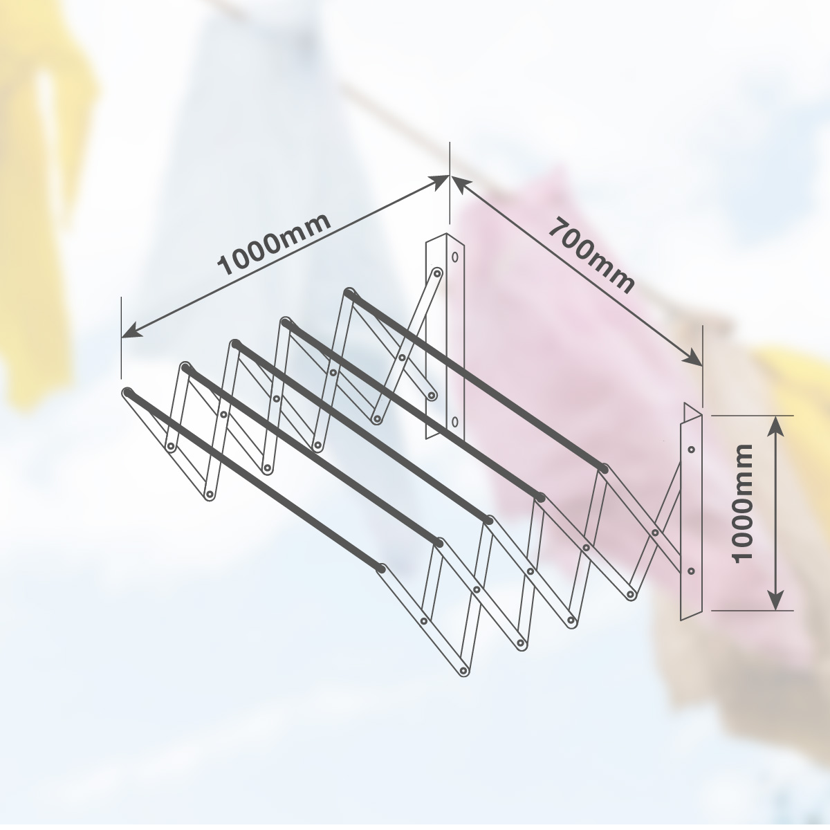 TENDEDERO EXTENSIBLE PARED BISALLA GSC 160cm CON 5 BARRAS DE TENDIDO