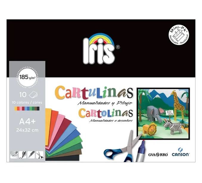 MINIPACK CANSON CARTULINAS A4 185GR 10 HOJAS