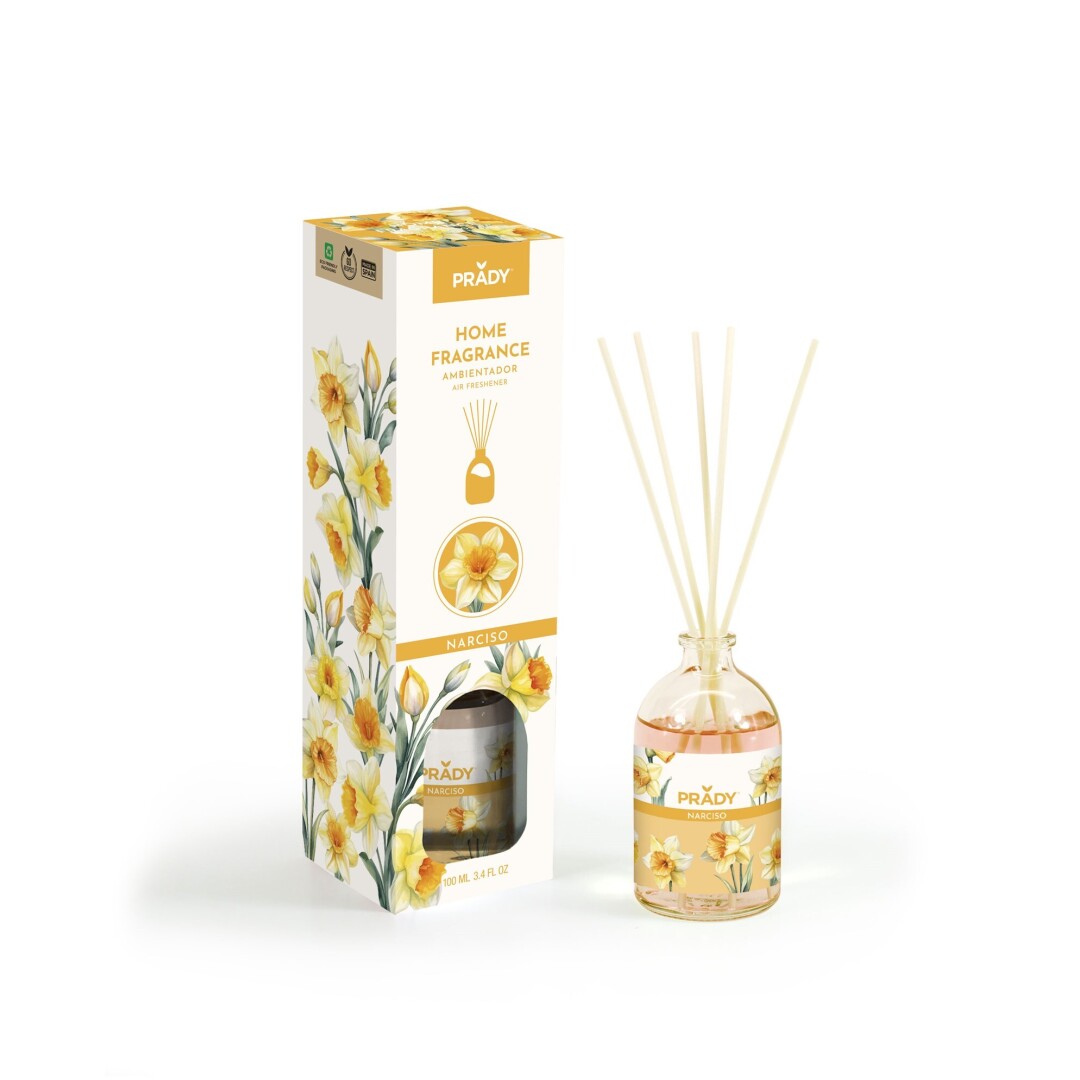 AMBIENTADOR MIKADO NARCISO PRADY - FRASCO DE CRISTAL 100ml. Y VARITAS DIFUSORAS