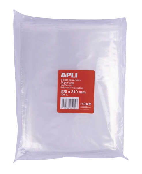 PAQUETE BOLSAS AUTOCIERRE APLI 200x310mm - PACK 100 BOLSAS
