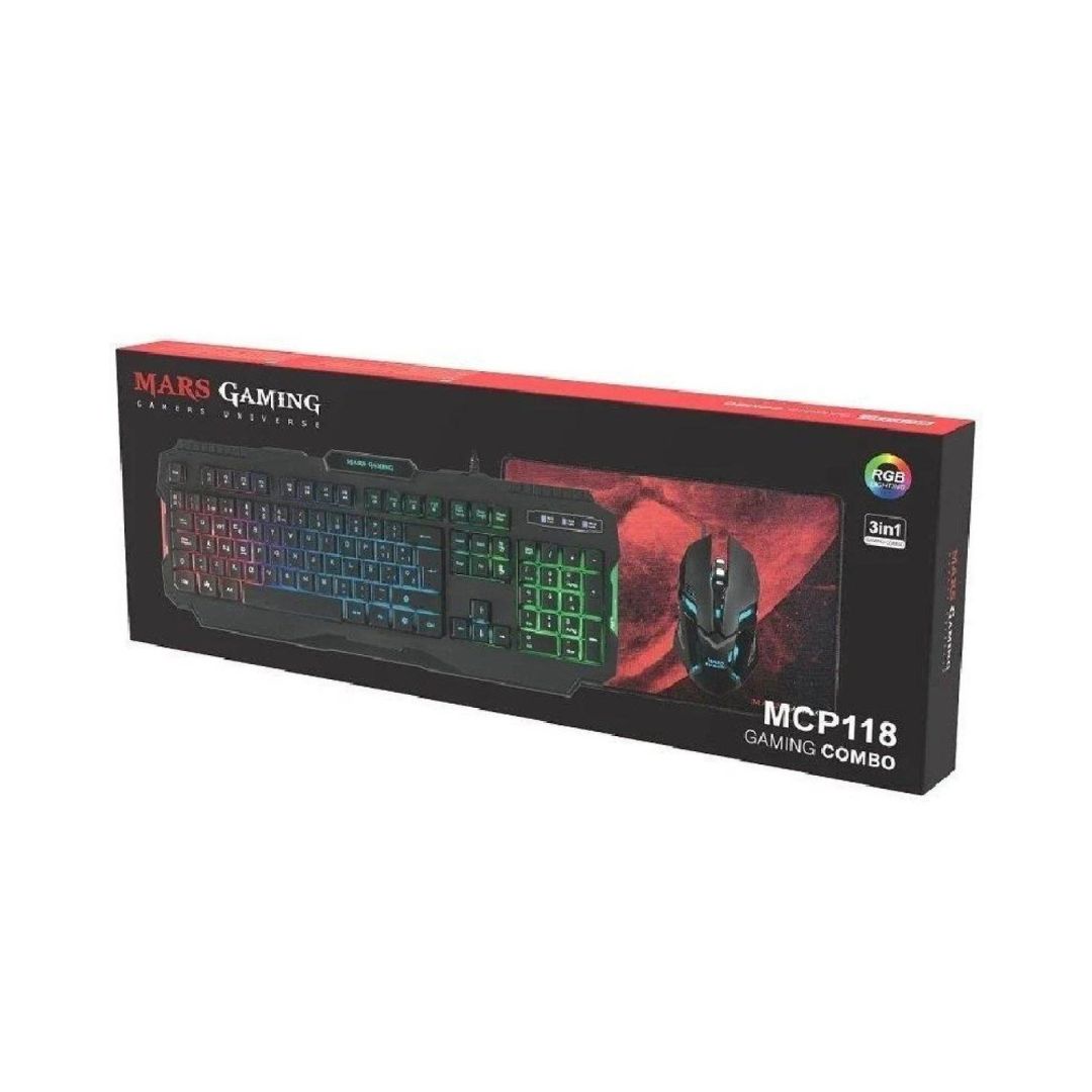 PACK TECLADO + RATON MARS GAMING 4000DPI 6 BOTONES + ALFOMBRILLA 350 X 250MM - CONECTIVIDA