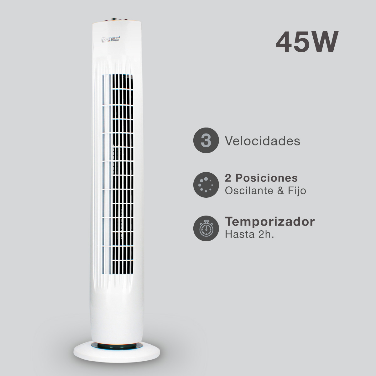 VENTILADOR DE TORRE PALOGI 45W BLANCO GSC EVOLUTION