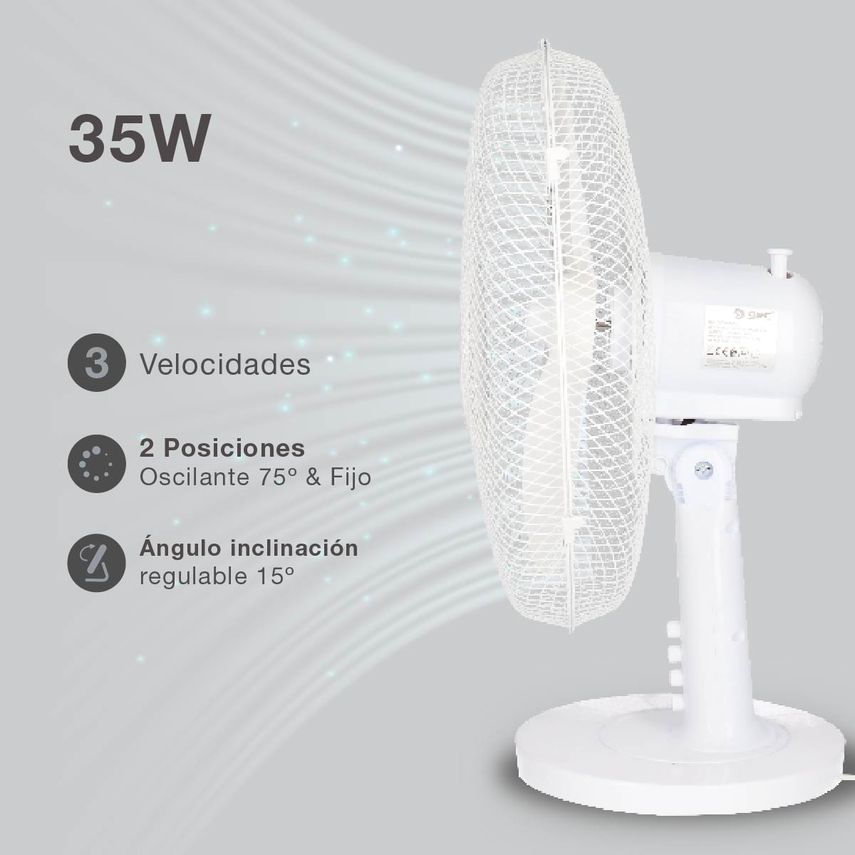 VENTILADOR SOBREMESA MACOMIA Ø31CM 35W BLANCO GSC EVOLUTION