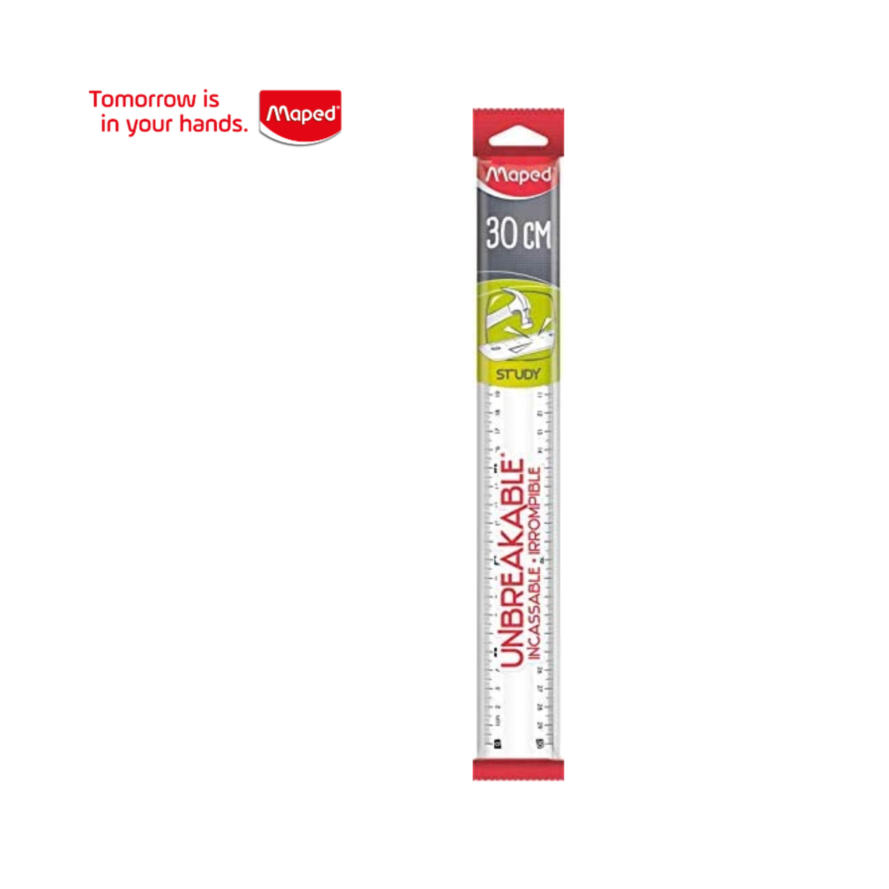 REGLA 30CM MAPED STUDY UNBREAKBLE - IRROMPIBLE TRANSLUCIDA