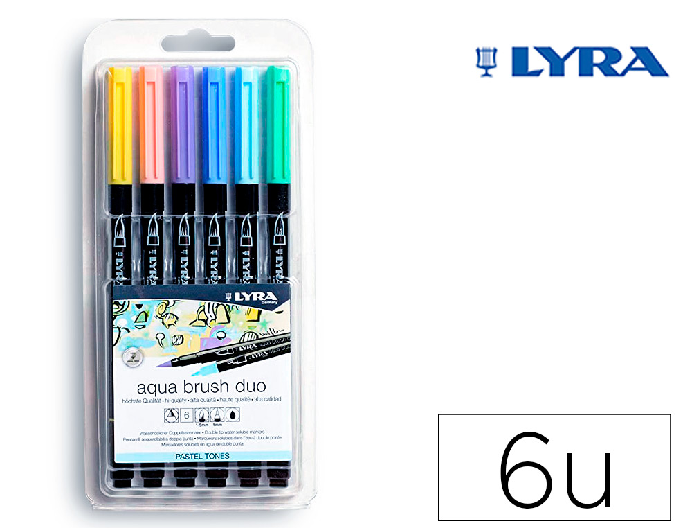 ESTUCHE LYRA AQUA BRUSH DUO PASTEL 6 UNIDADES