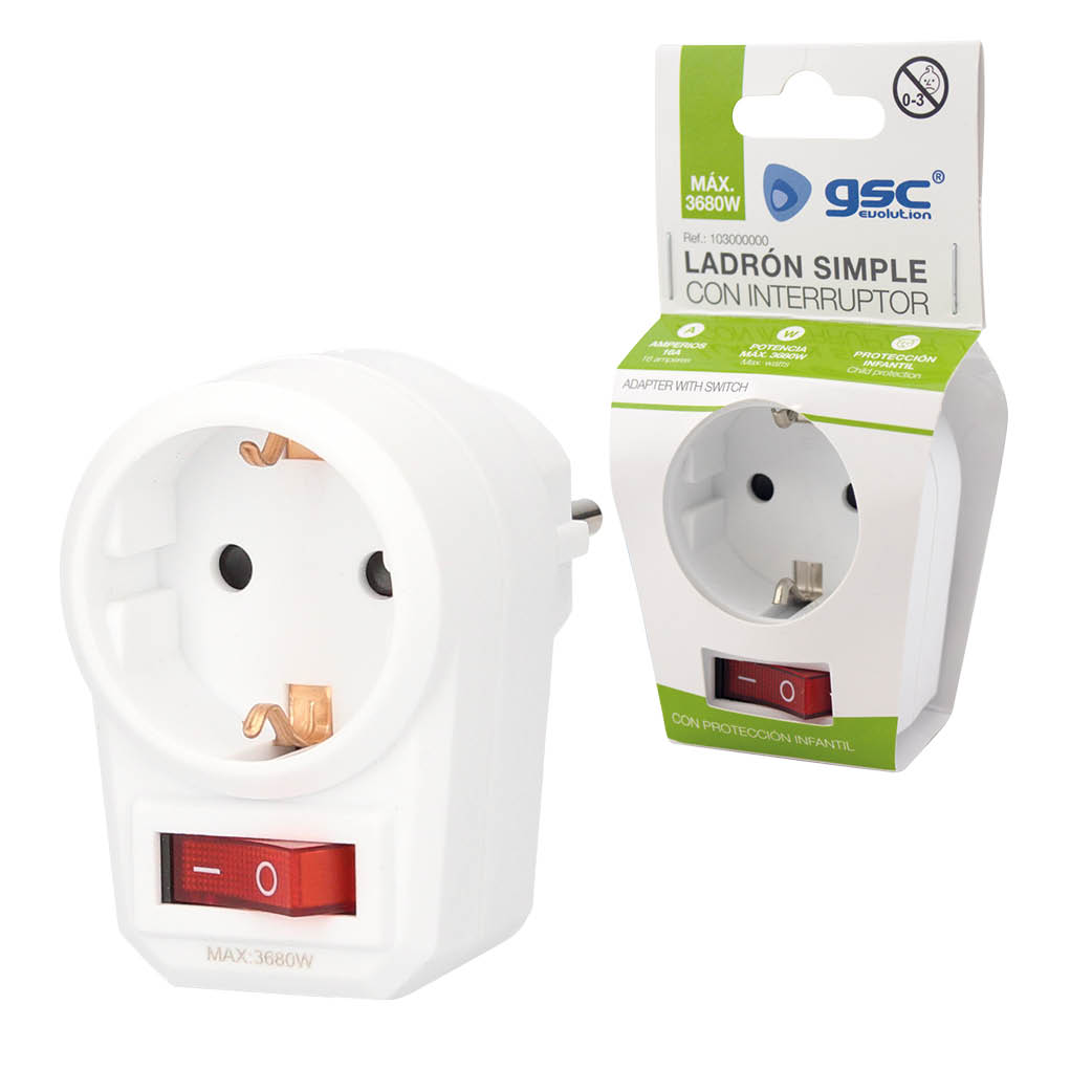 LADRON SIMPLE CON INTERRUPTOR GSC BLANCO - POTENCIA MAX. 3680W