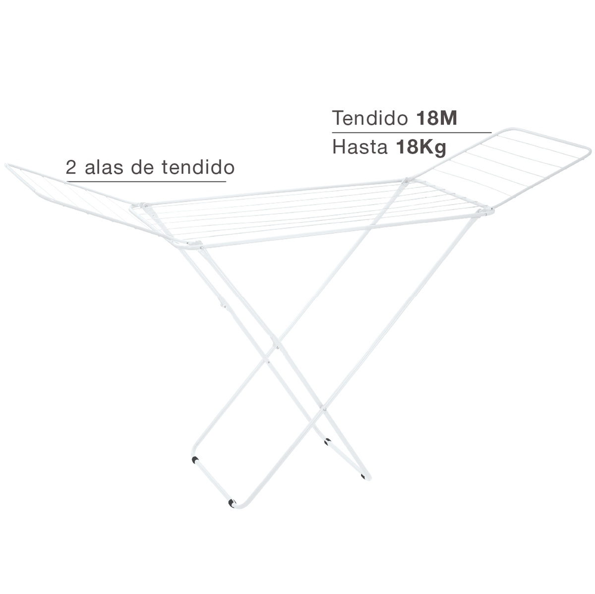 TENDEDERO PLEGABLE CHANDE 2 ALAS ACERO PINTADO GSC 180x50x90cm