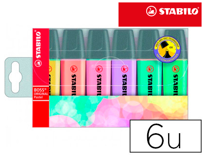 PACK FLUORESCENTE STABILO 6 UNIDADES PASTEL SURTIDOS