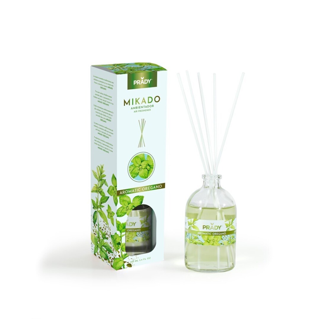 AMBIENTADOR MIKADO AROMATIC OREGANO PRADY FRASCO CRISTAL 100ML VARITAS DIFUSORAS