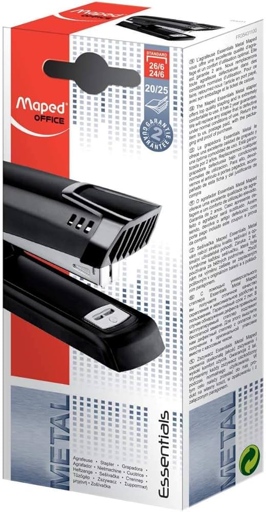 GRAPADORA ESSENTIALS METAL HALF STRIP MAPED NEGRA - HASTA 20 HOJAS