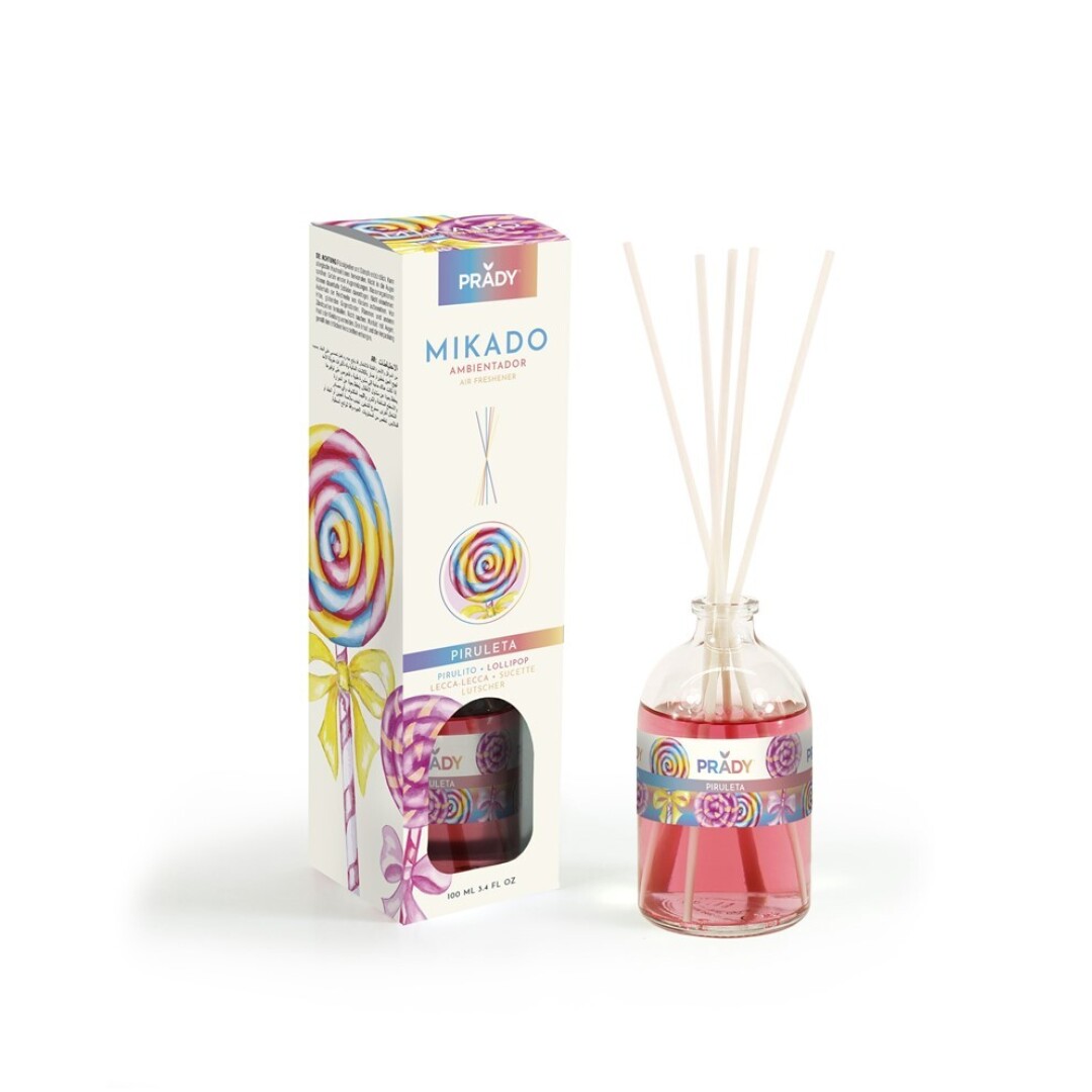 AMBIENTADOR MIKADO PIRULETA PRADY FRASCO CRISTAL 100ML VARITAS DIFUSORAS