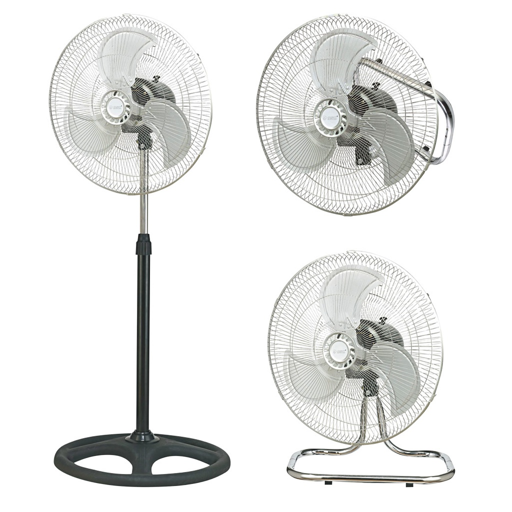 VENTILADOR METALICO 3 EN 1 GSC 70W - SOBREMESA, PARED Y PIE - 50cm