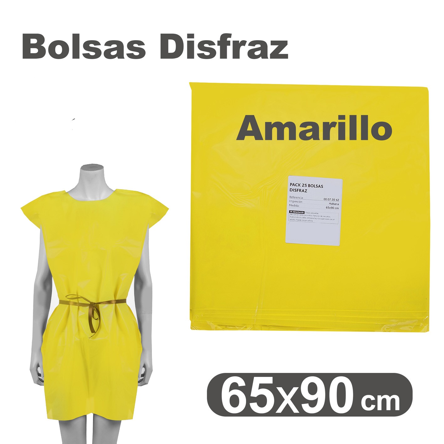 BOLSA DISFRAZ PLASTICO AMARILLA 25 UNIDADES FIXO