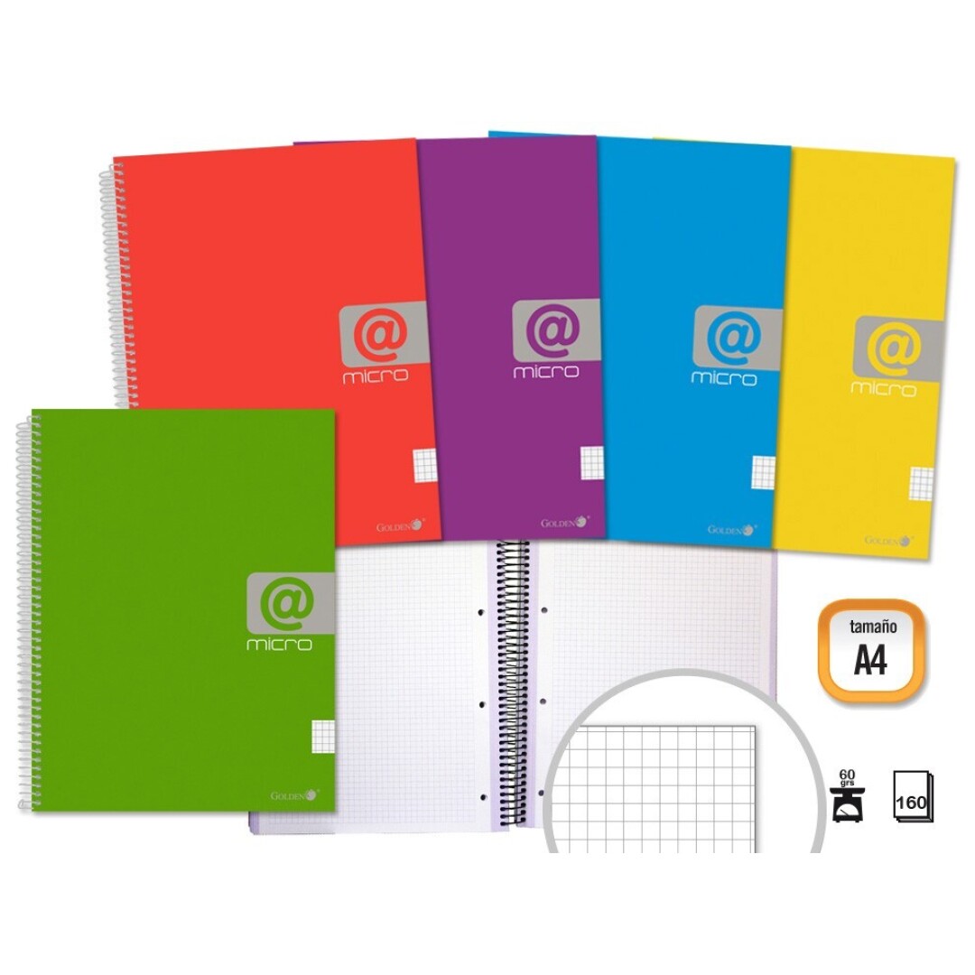 CUADERNO GOLDEN TAPA DURA A/4 - 160 HOJAS - 5X5 - MICROPERFORADO