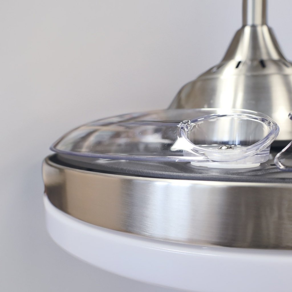 VENTILADOR DE TECHO TUNGATI NIQUEL GSC CON LUZ REGULABLE Y MANDO Ø107 3 ASPAS RETRACTILES