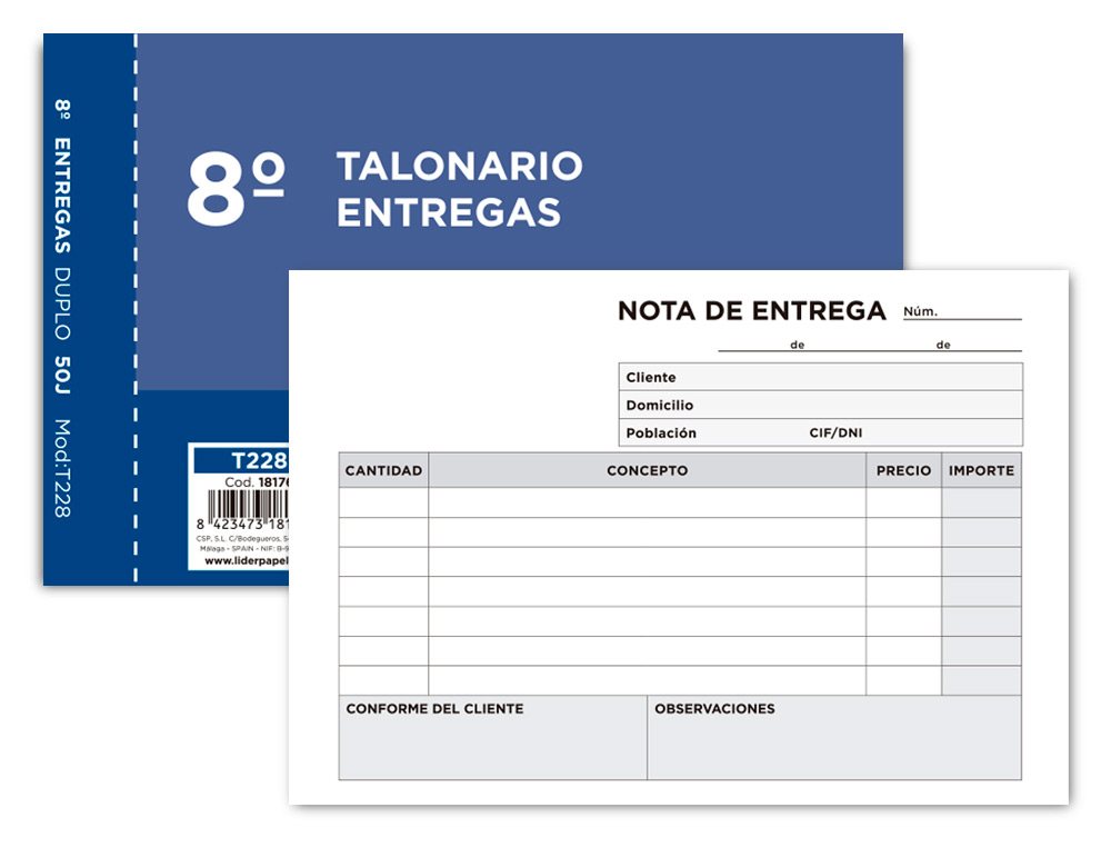 TALONARIO NOTA DE ENTREGAS 8º DUPLO LIDERPAPEL