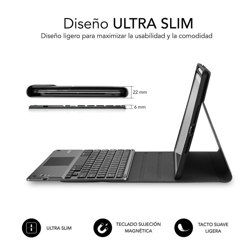 FUNDA CON TECLADO SUBBLIM KEYTAB PRO BLUETOOTH TOUCHPAD BLACK - PARA TABLET 10.1